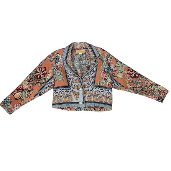 Painted Pony Women's Size M Tapestry Jacket Earthy Vintage Floral Tassel Print - Picture 11 of 11